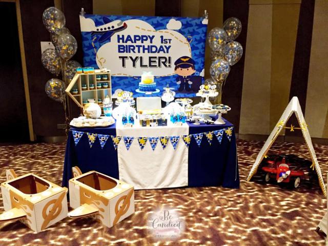 A Singapore Airlines Inspired Dessert Table Setup for a Baby Boy's